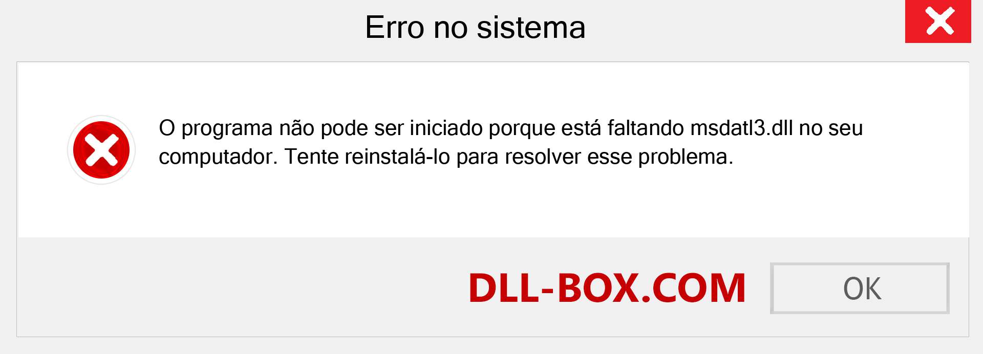 Arquivo msdatl3.dll ausente ?. Download para Windows 7, 8, 10 - Correção de erro ausente msdatl3 dll no Windows, fotos, imagens