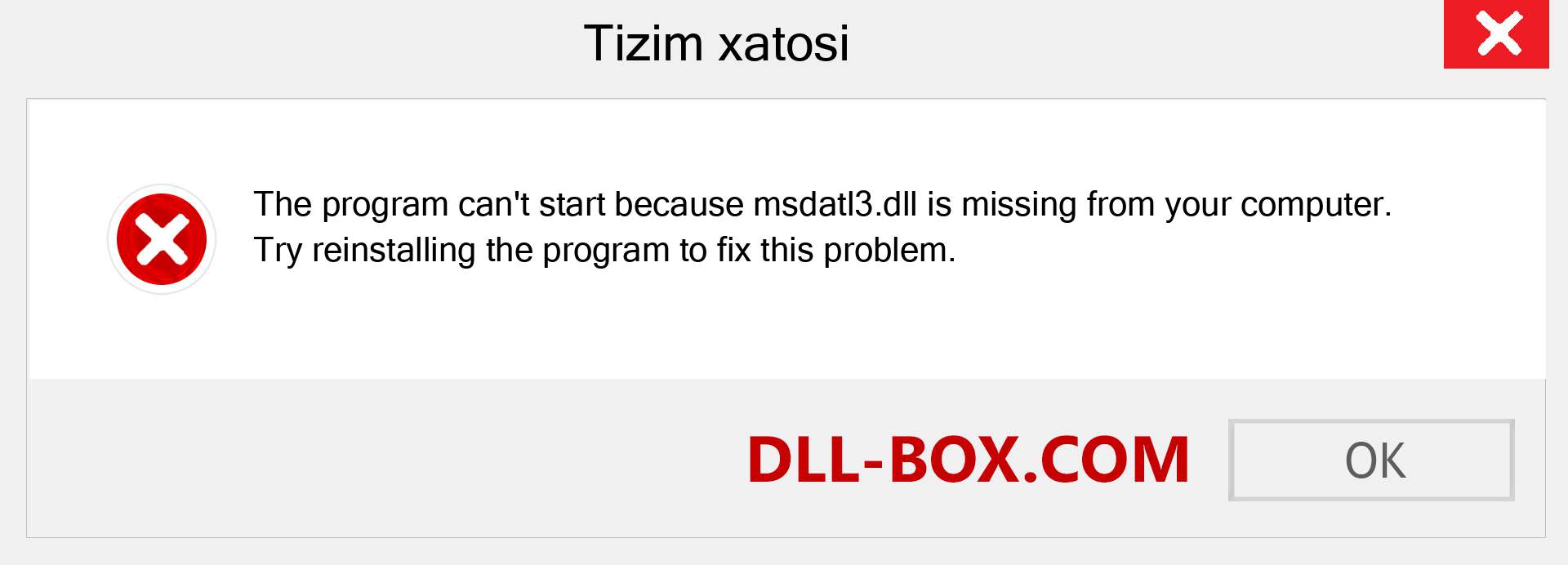 msdatl3.dll fayli yo'qolganmi?. Windows 7, 8, 10 uchun yuklab olish - Windowsda msdatl3 dll etishmayotgan xatoni tuzating, rasmlar, rasmlar